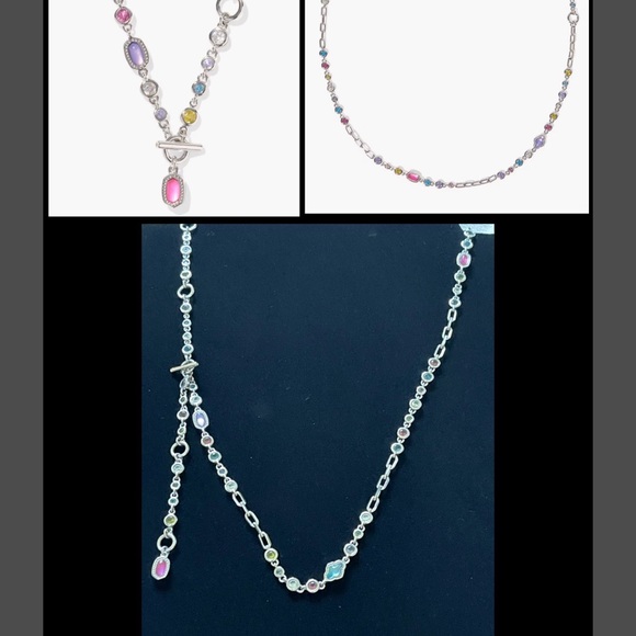 Multicolor Gemstone Station Sterling Necklace - Women - Picture 2 of 3